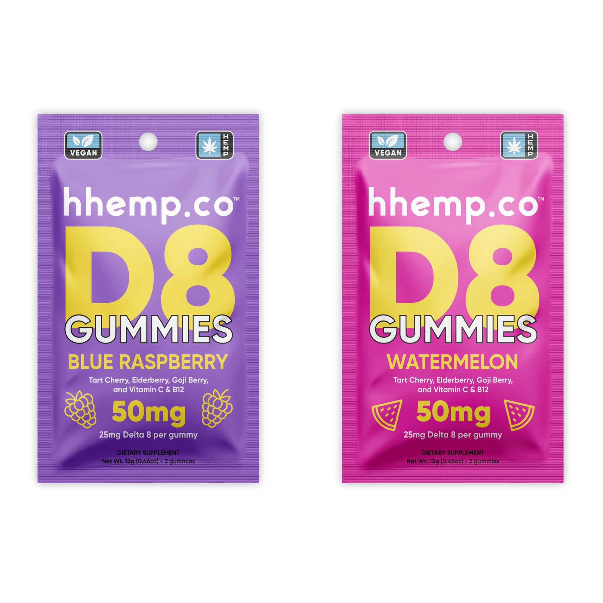 hhemp.co Delta 8 Gummies 50mg 2/pk