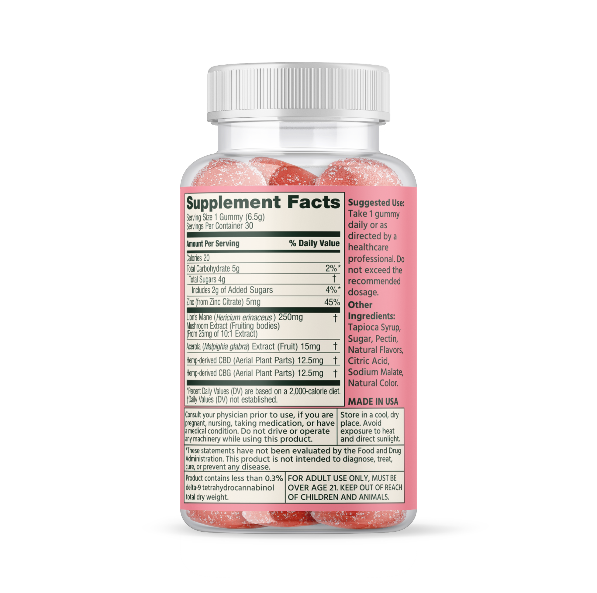 Immunity Strawberry Lemonade Mushroom Adaptogens Gummies