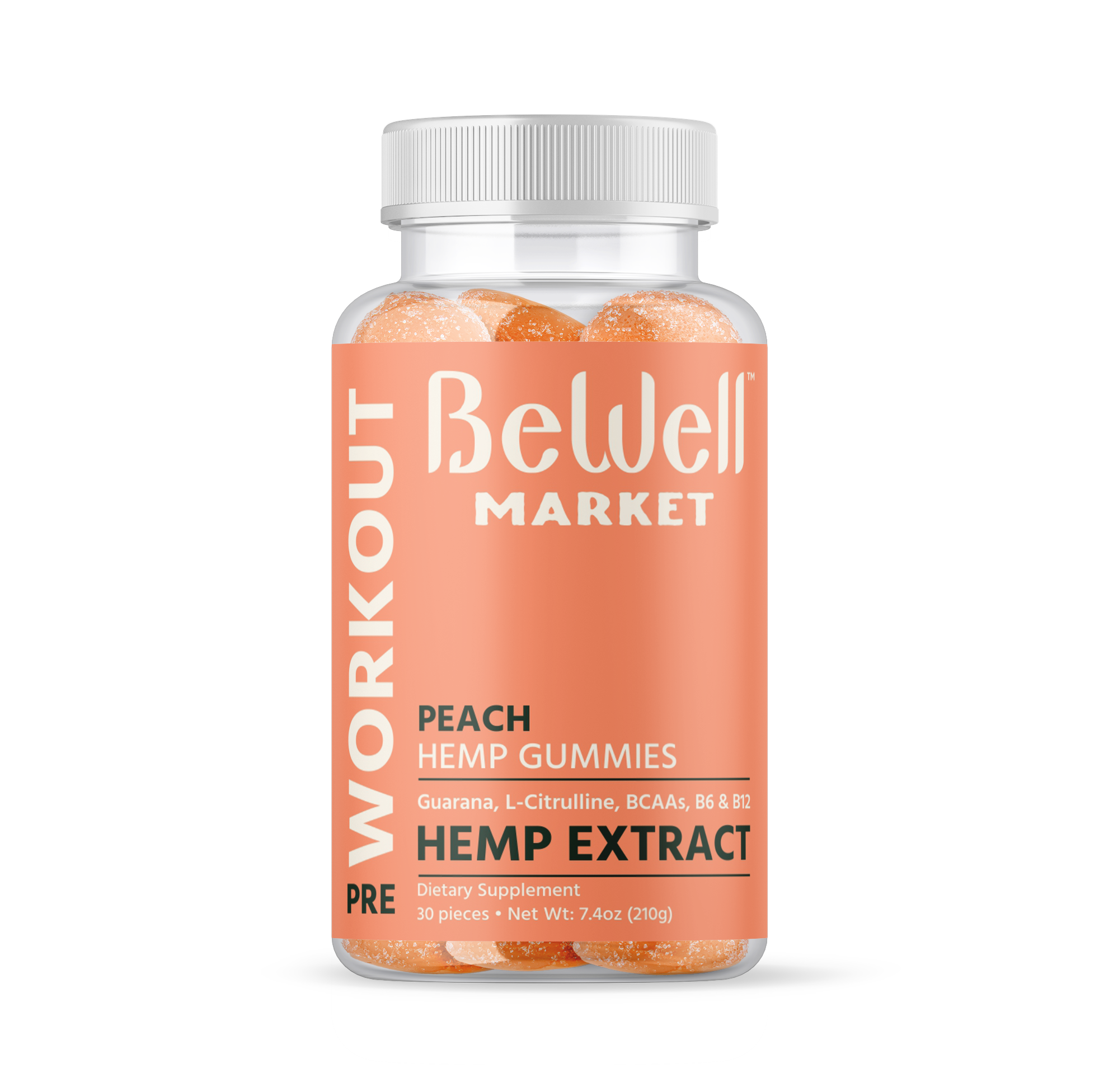 Pre Workout Peach Hemp Extract Gummies