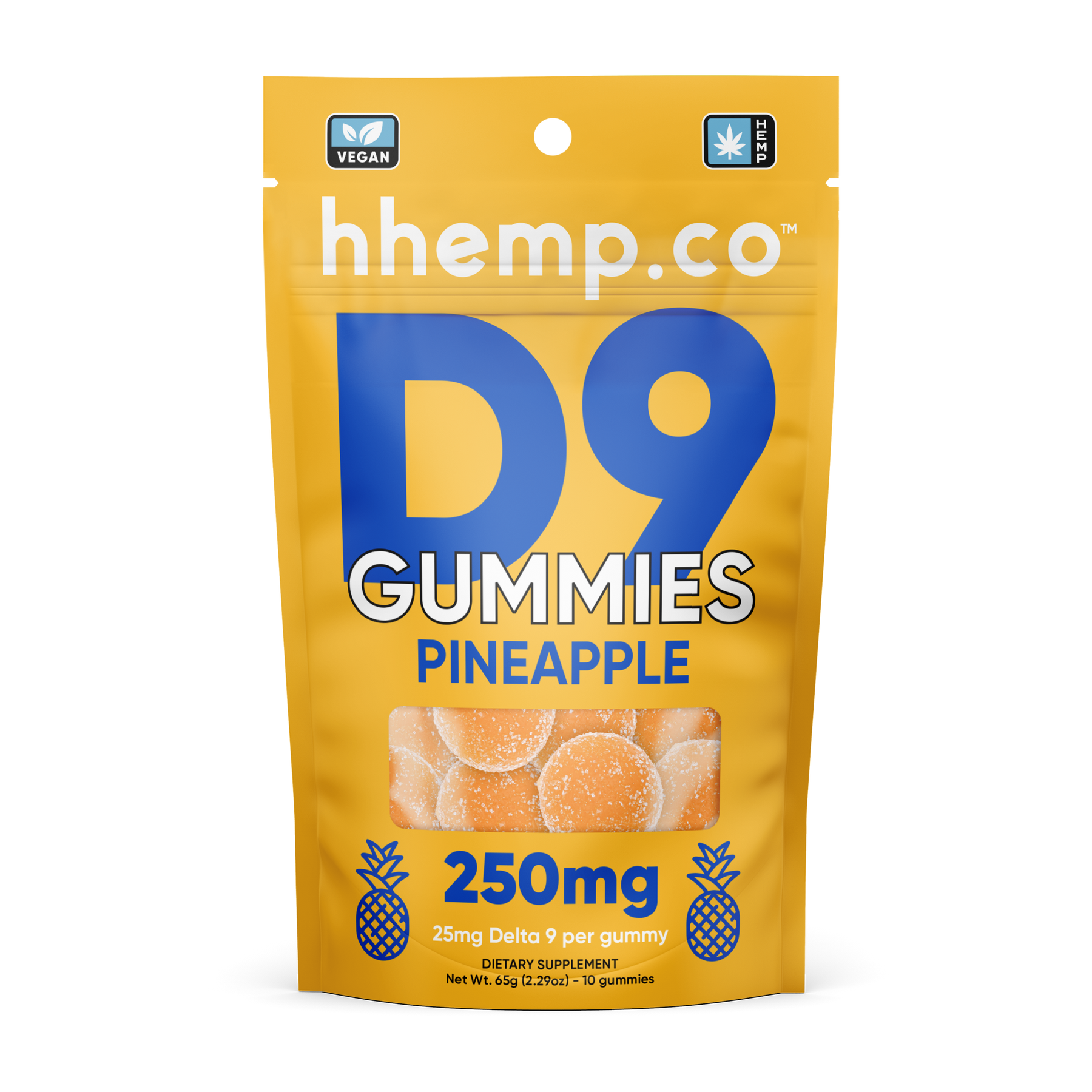hhemp.co Delta 9 Gummies 10/pk - Pineapple (25mg)