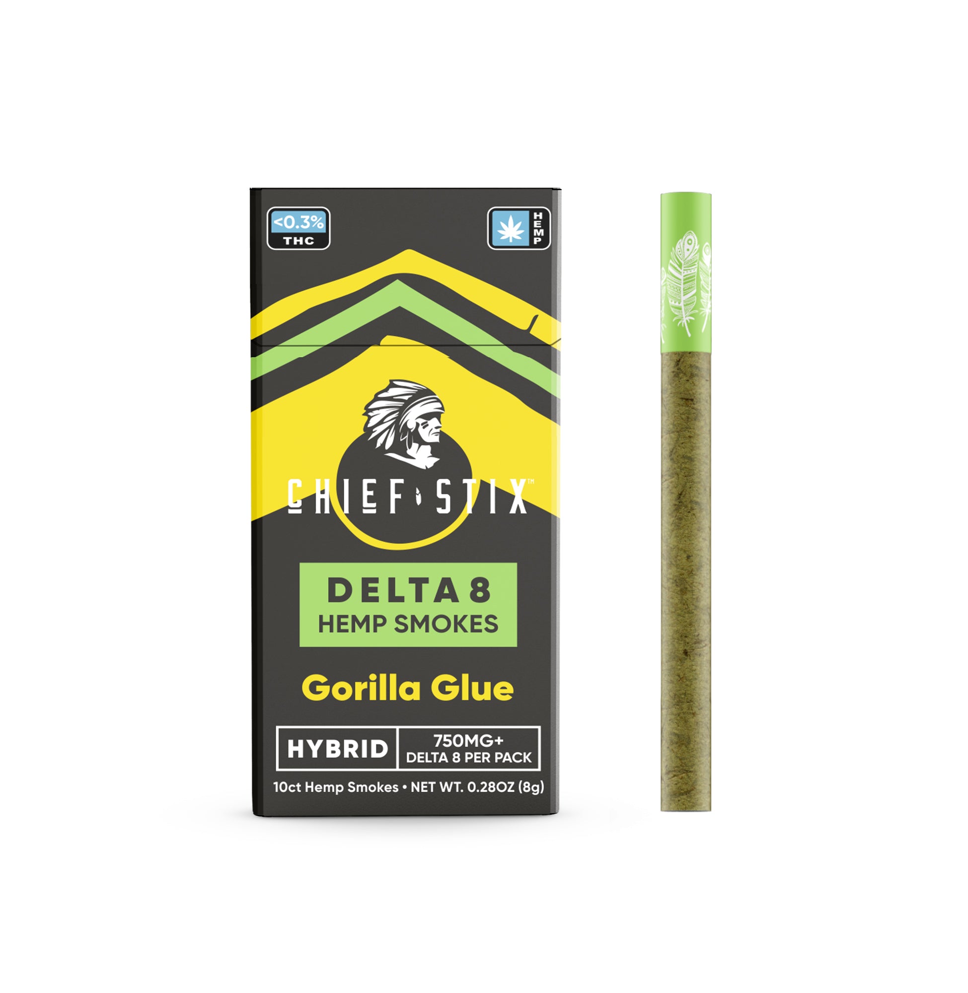 Delta 8 Hemp Smokes - Hybrid Gorilla Glue 10ct (750mg)