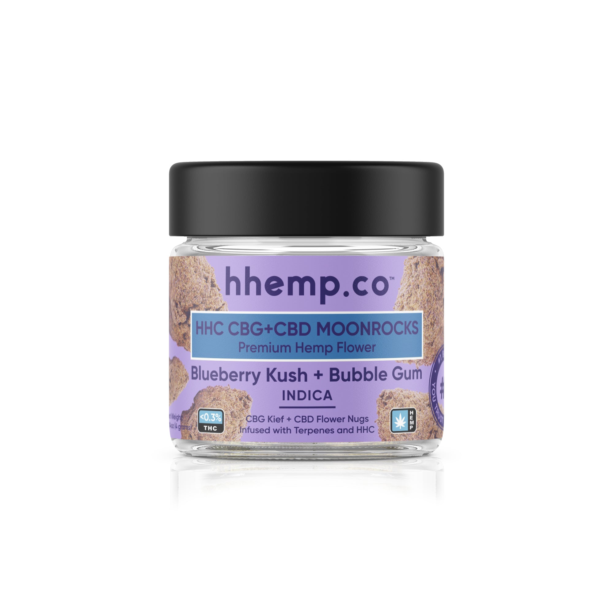 hhemp.co HHC Moonrock Flower - Blueberry Kush+Bubble Gum (INDICA)