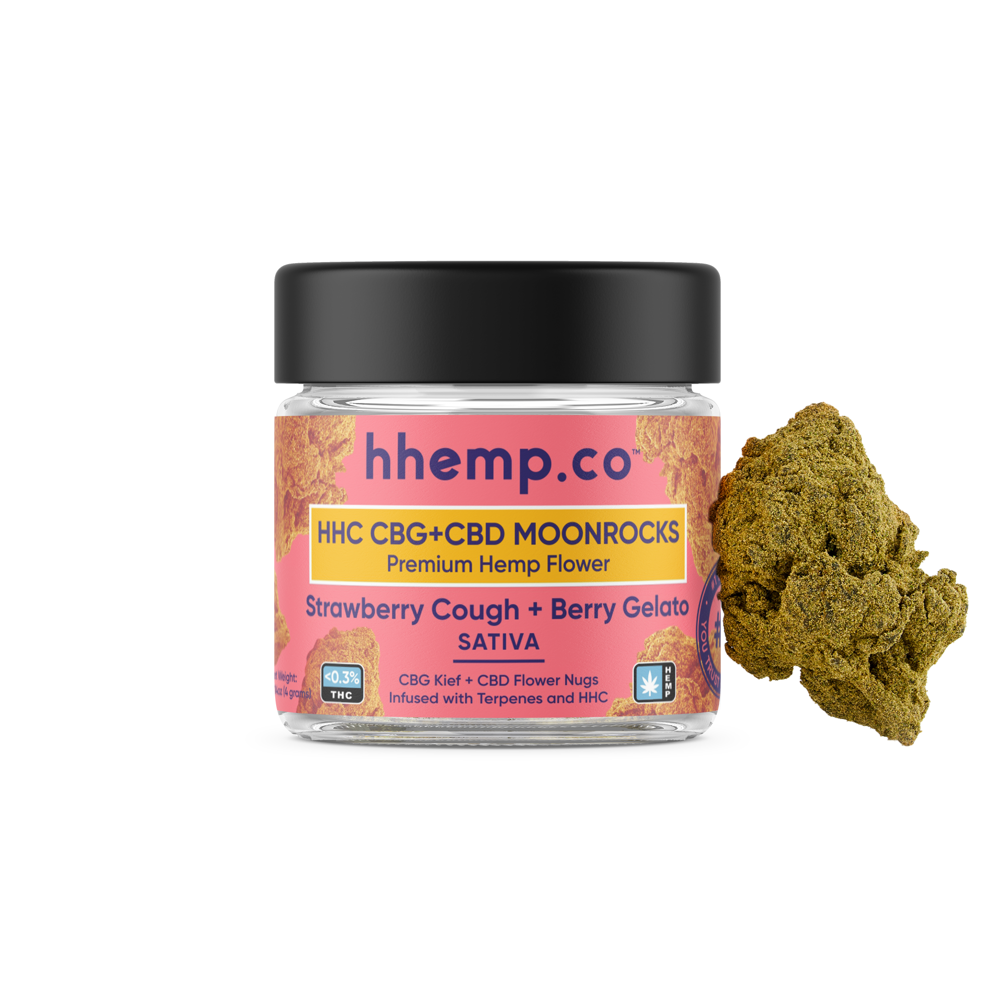 hhemp.co HHC Moonrock Flower - Strawberry Cough+Berry Gelato (Sativa)