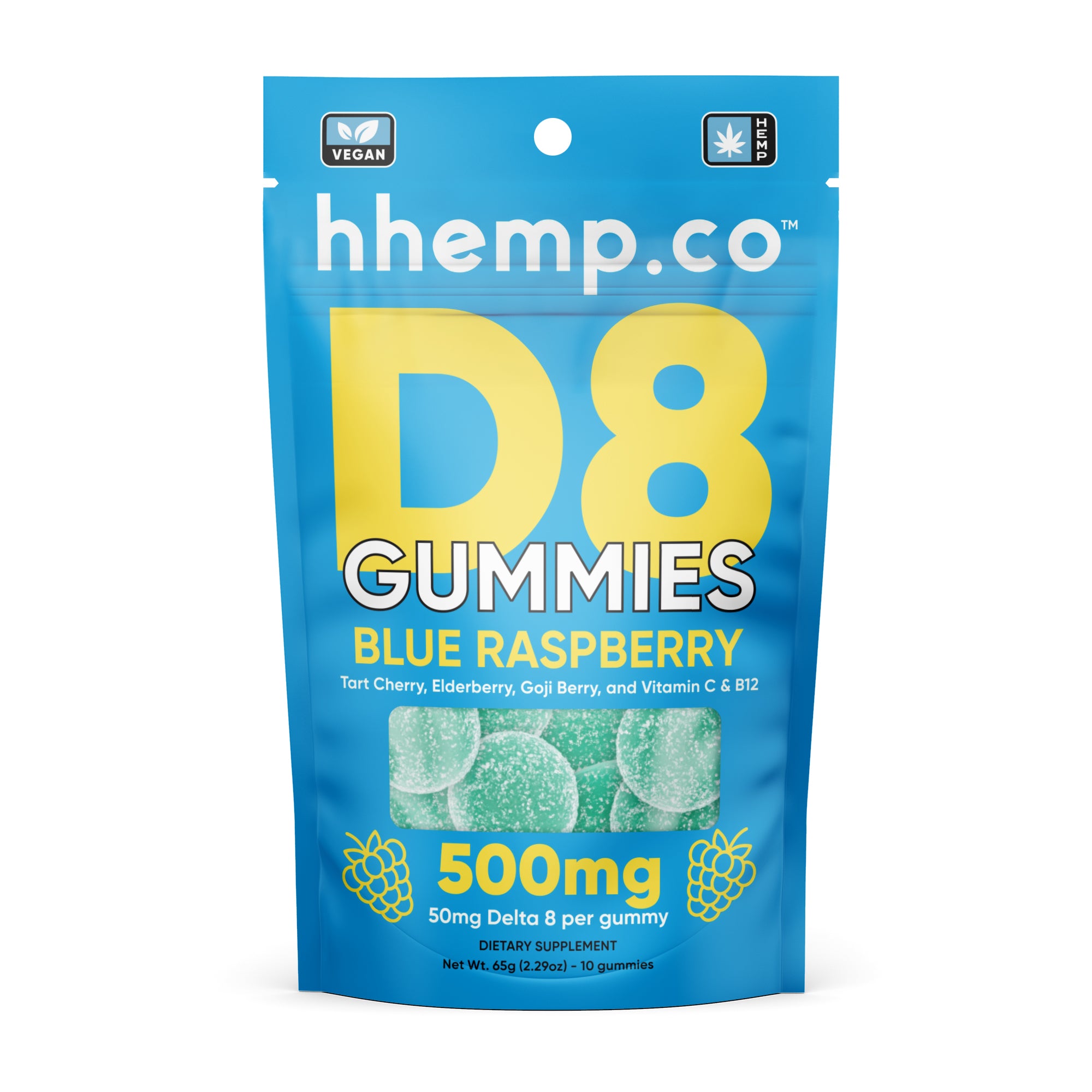 hhemp.co Delta 8 Gummies 10/pk - Blue Raspberry (50mg) - H H HARVEST CO