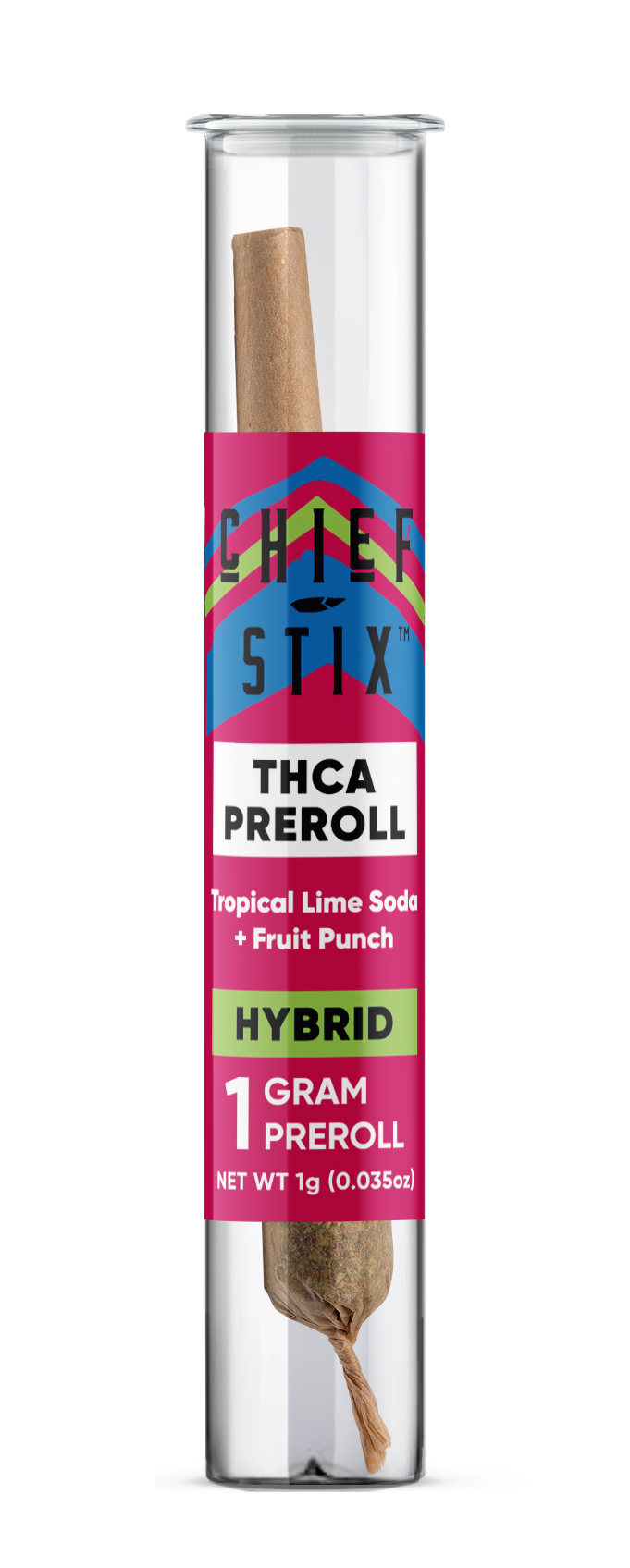 Chief Stix THCA 1 gram Preroll - Hybrid - Tropical Lime Soda + Fruit Punch