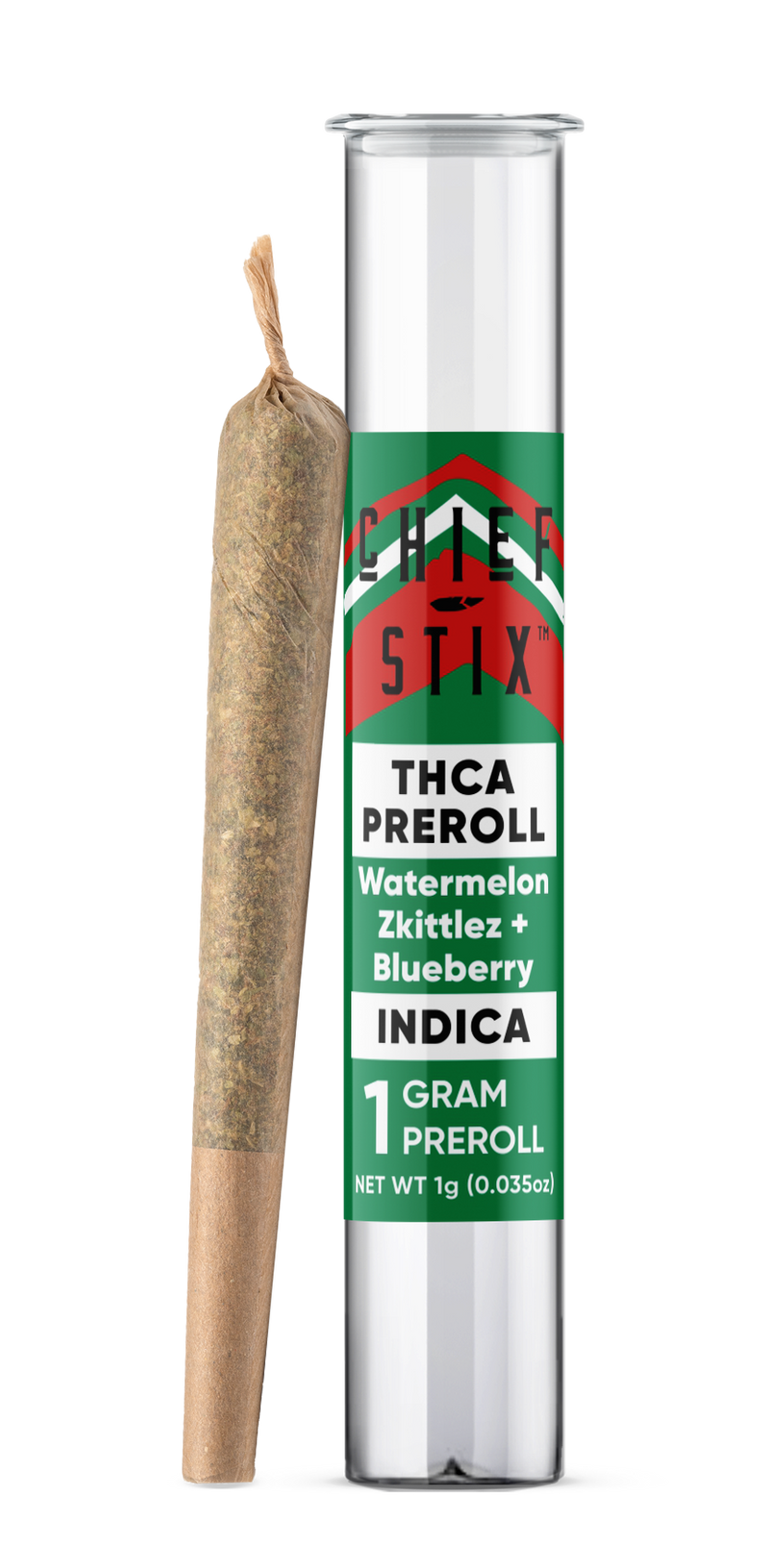 Chief Stix THCA 1 gram Preroll - Indica - Watermelon Zkittlez + Blueberry