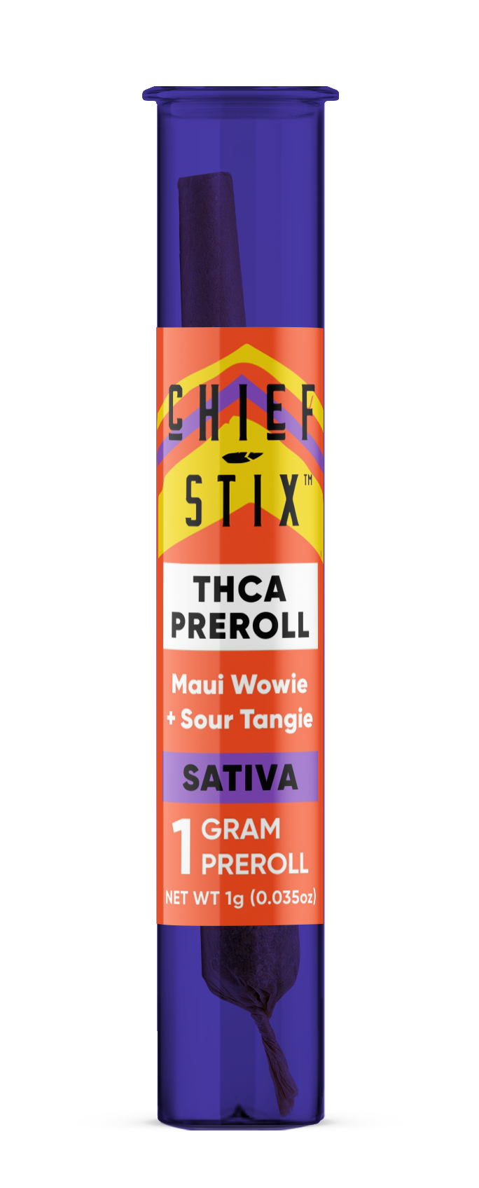 Chief Stix THCA 1 gram Preroll - Sativa - Maui Wowie + Sour Tangie