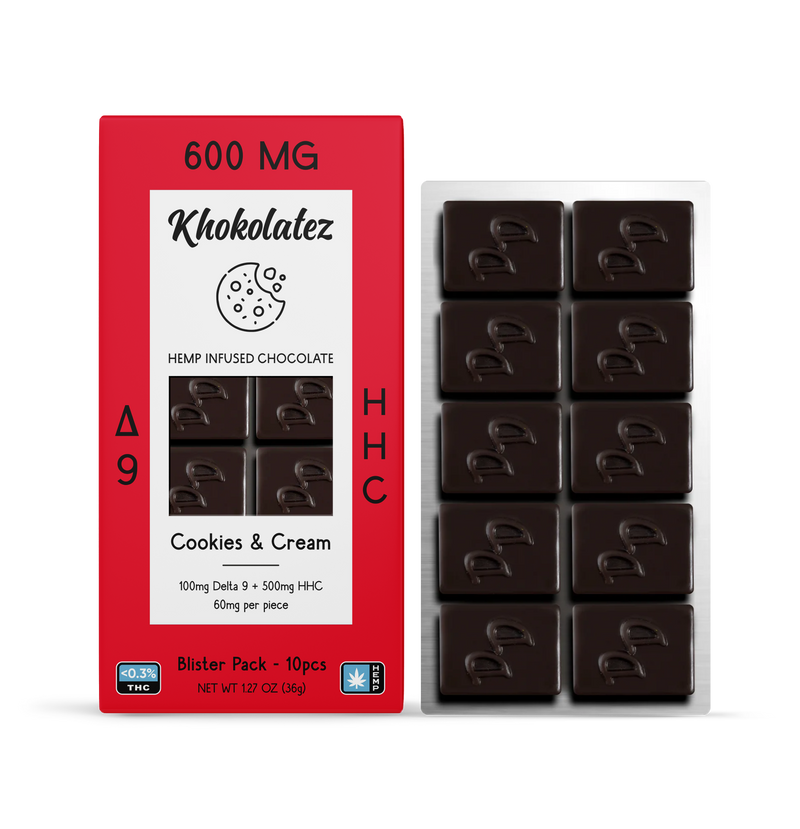 Khokolatez Delta 9 + HHC Cookies and Cream 10ct box