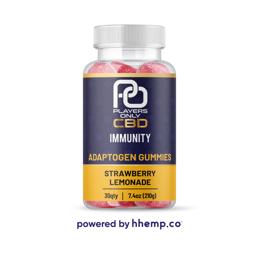 Players Only 30ct Adaptogen Gummies Immunity Strawberry Lemonade Front View 