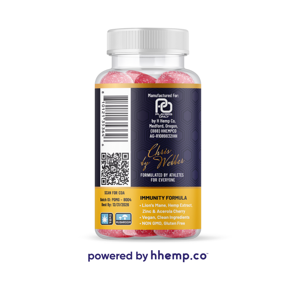 Players Only 30ct Adaptogen Gummies Immunity Strawberry Lemonade Right View 