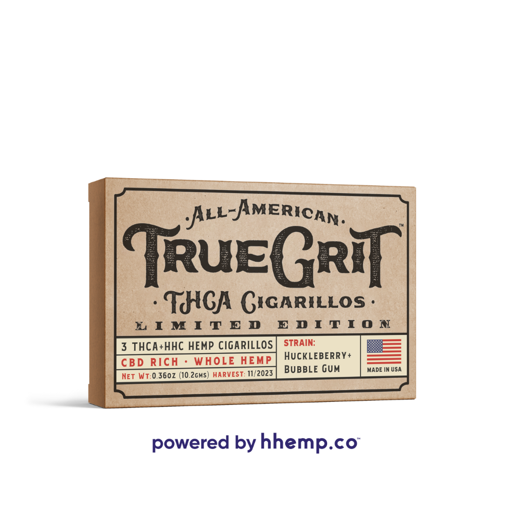 True Grit 3ct HHC & THCA Cigarellos Huckleberry + Bubble Gum Front View