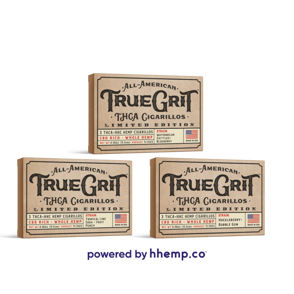 True Grit Cigarillo Bundle Including three 3ct boxes of THCA Cigarillos 