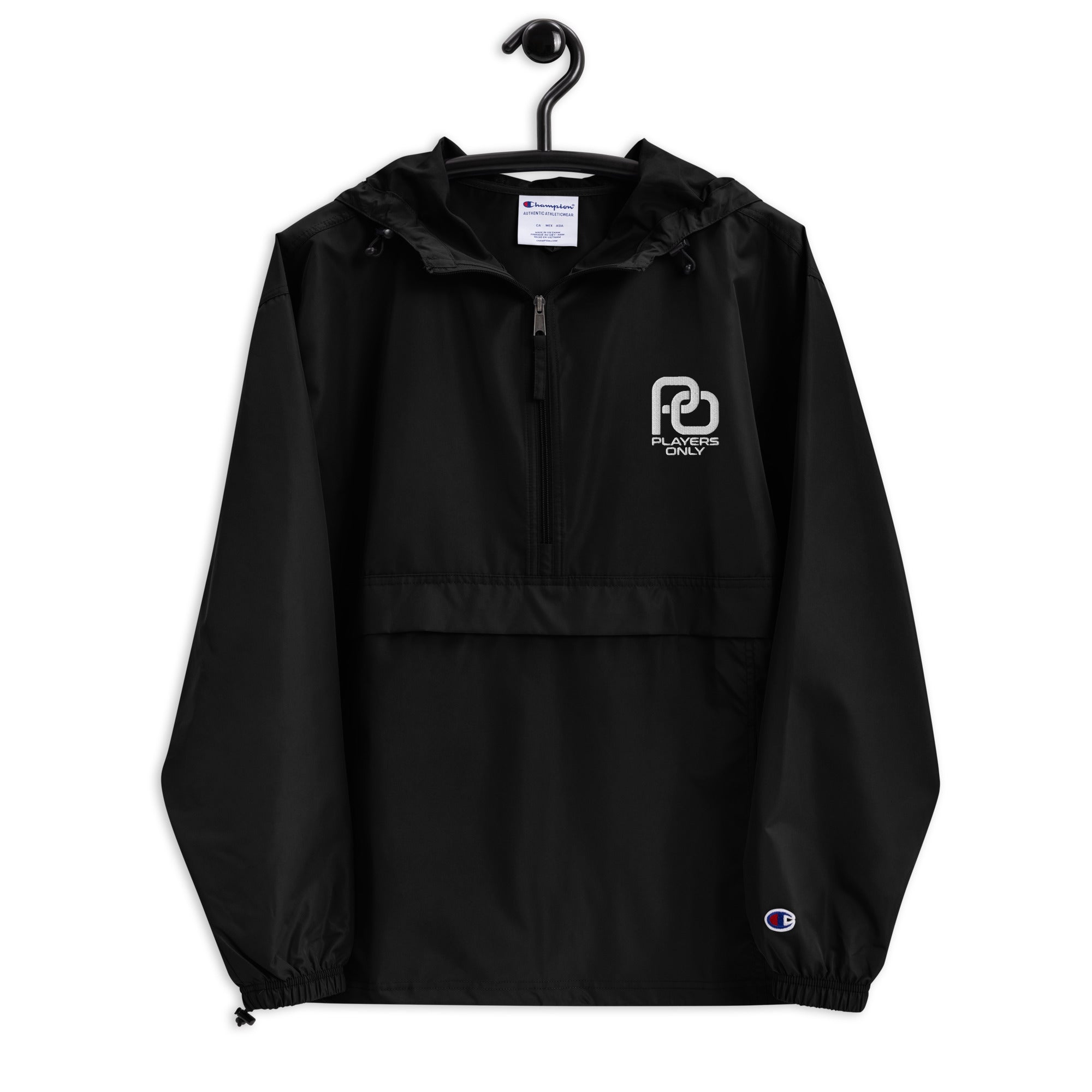 Players Only Logo Embroidered Champion Jacket in Black