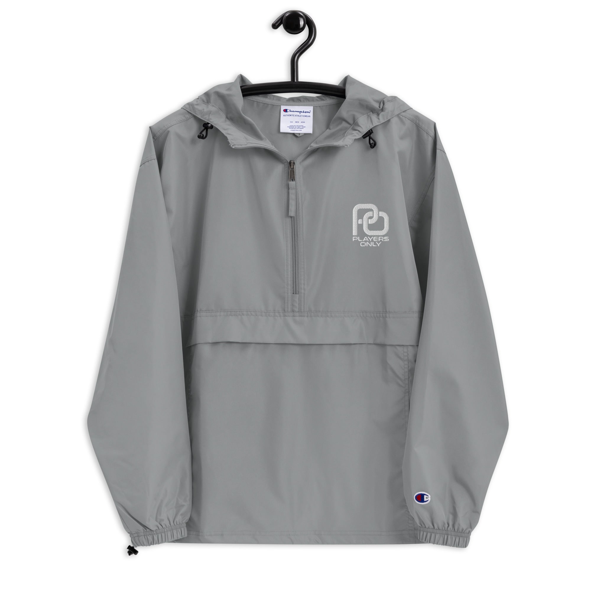 Players Only Logo Embroidered Champion Jacket in Grey