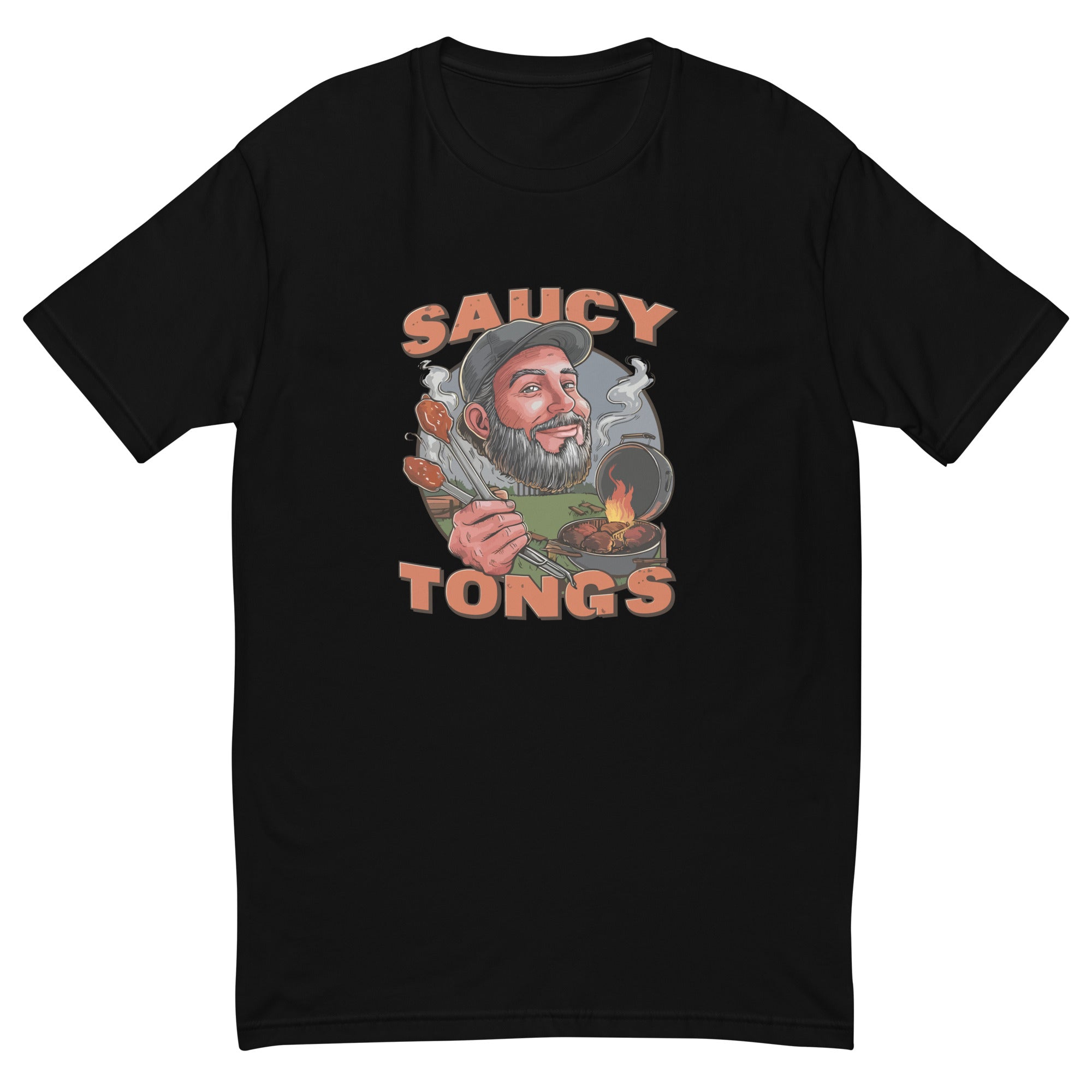 Saucy_Tongs_Black_Front_Print_Tee_Shirt