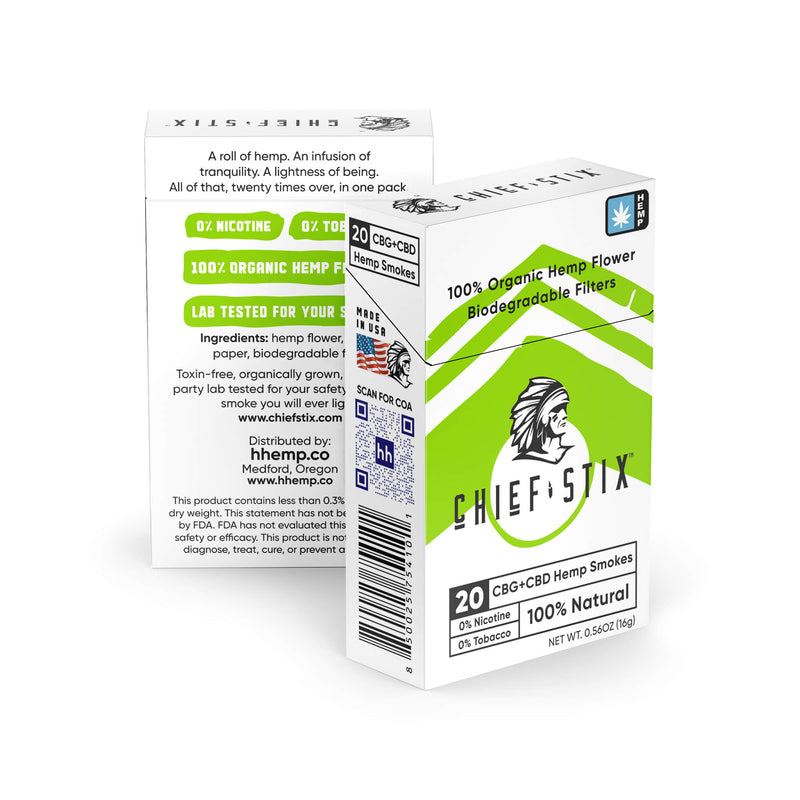 Chief Stix CBG + CBD Regular Smokes (20ct/pack)
