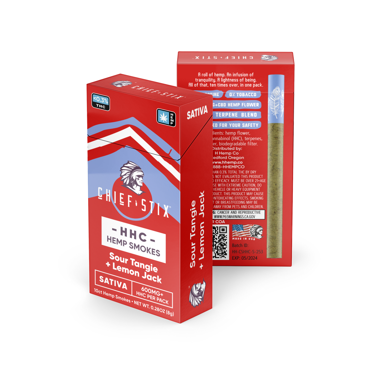 Chief Stix HHC Hemp Smokes Sativa Sour Tangie + Lemon Jack