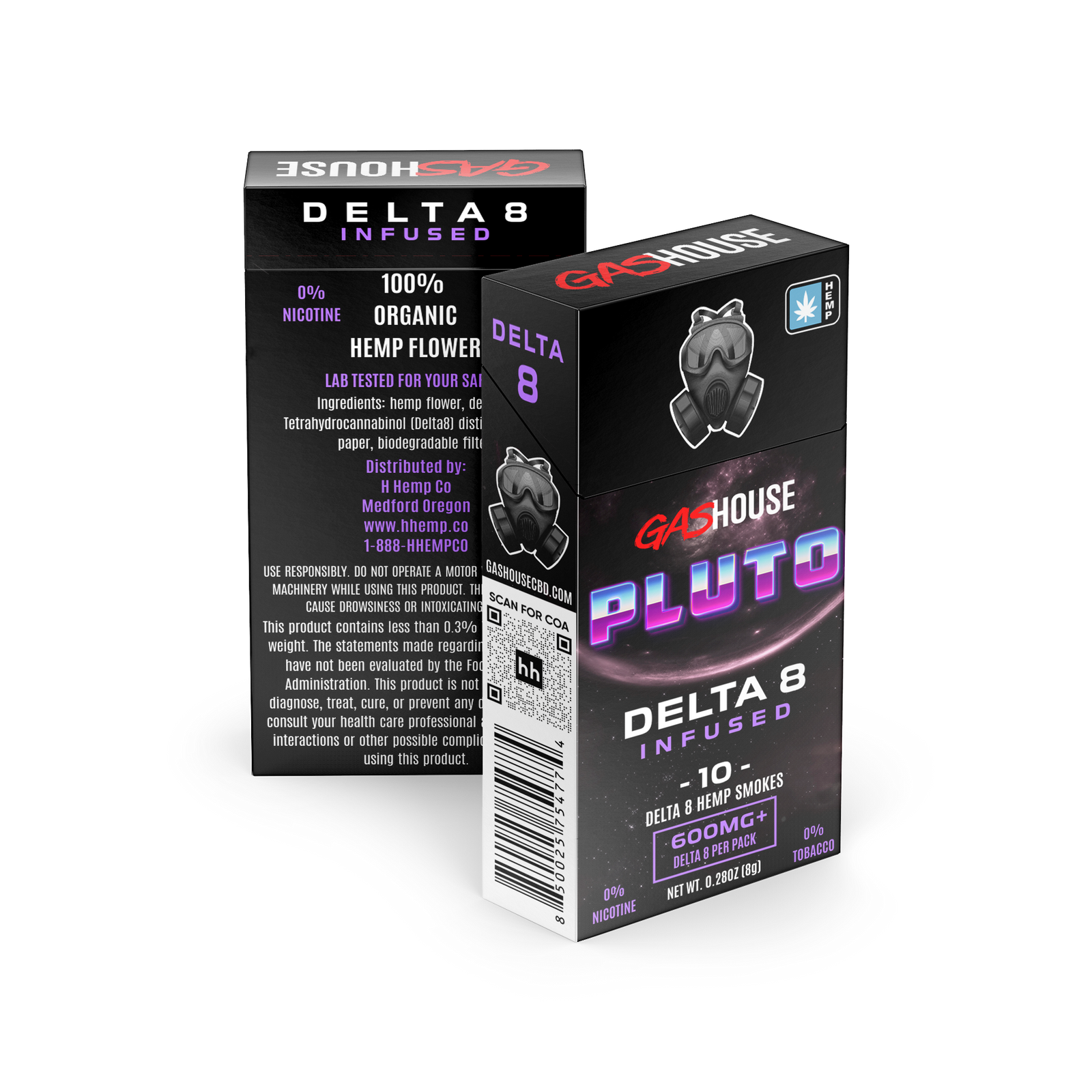 Gas House 600mg Delta 8 Terpene Infused Hemp Smokes Pluto 10ct