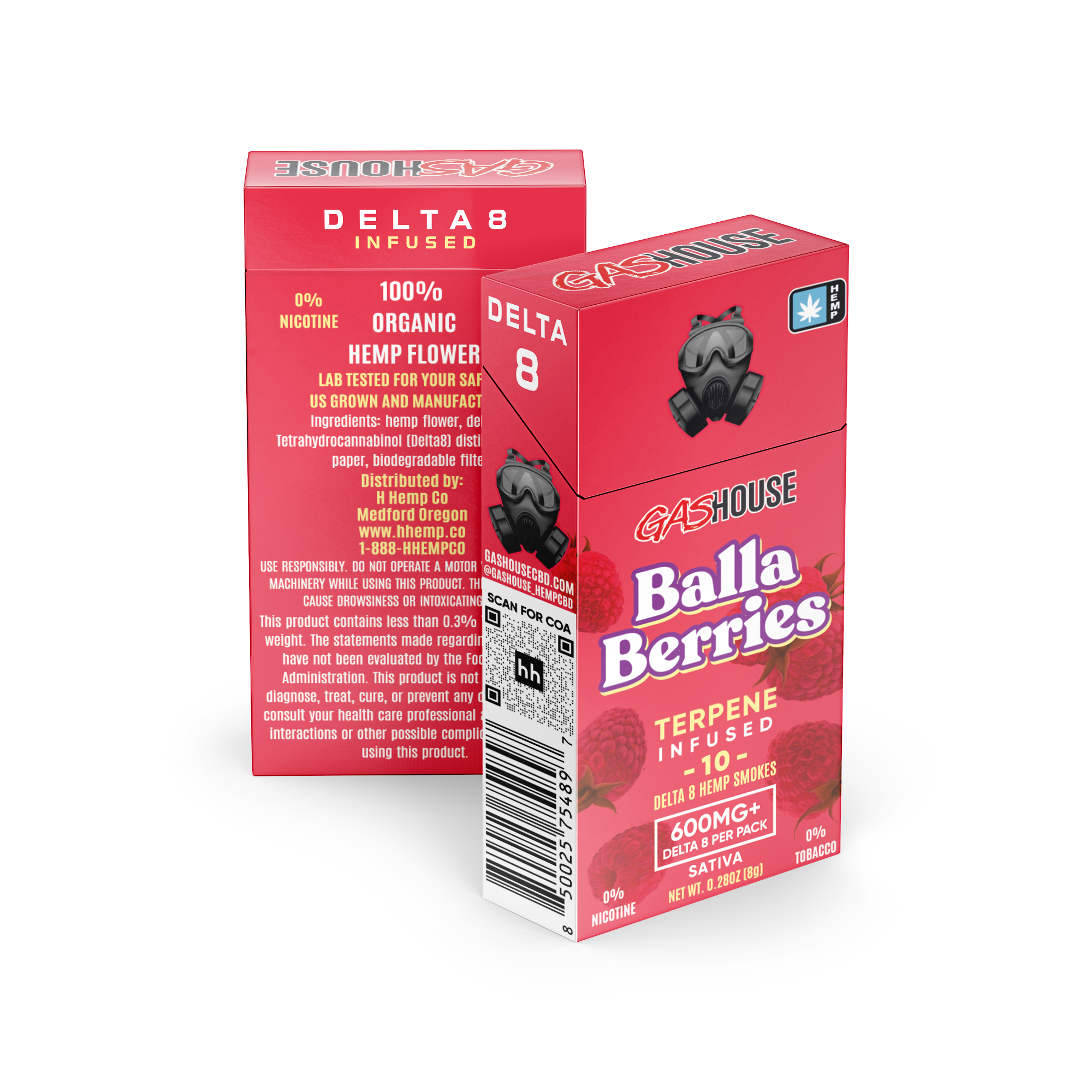 Gas House 600mg Delta 8 Terpene Infused Hemp Smokes - Balla Berries (10ct/pack)