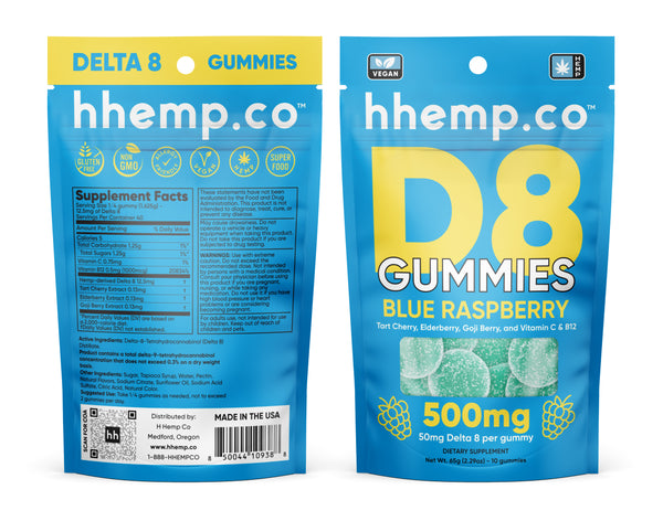 HH DELTA8 HEMP GUMMIES - BLUE RASPBERRY (50mg)