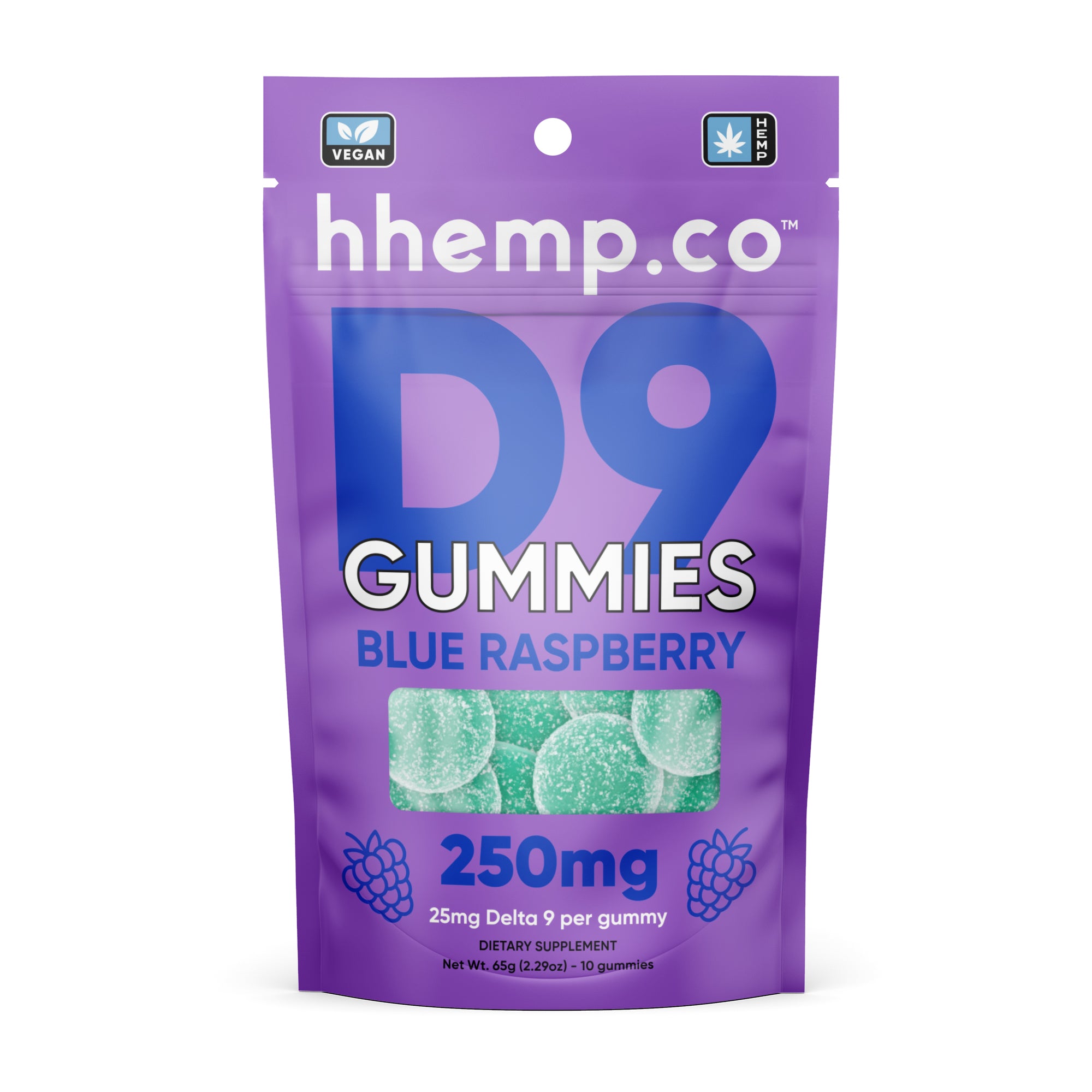 hhemp.co Delta 9 Gummies 10/pk - BLUE RASPBERRY (25mg)
