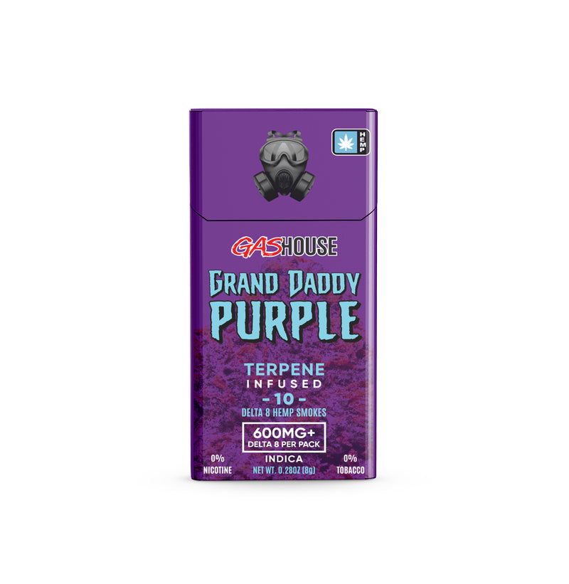 GasHouse 600mg Delta8 Terpene Infused Hemp Smokes - Grand Daddy Purple 10 pack