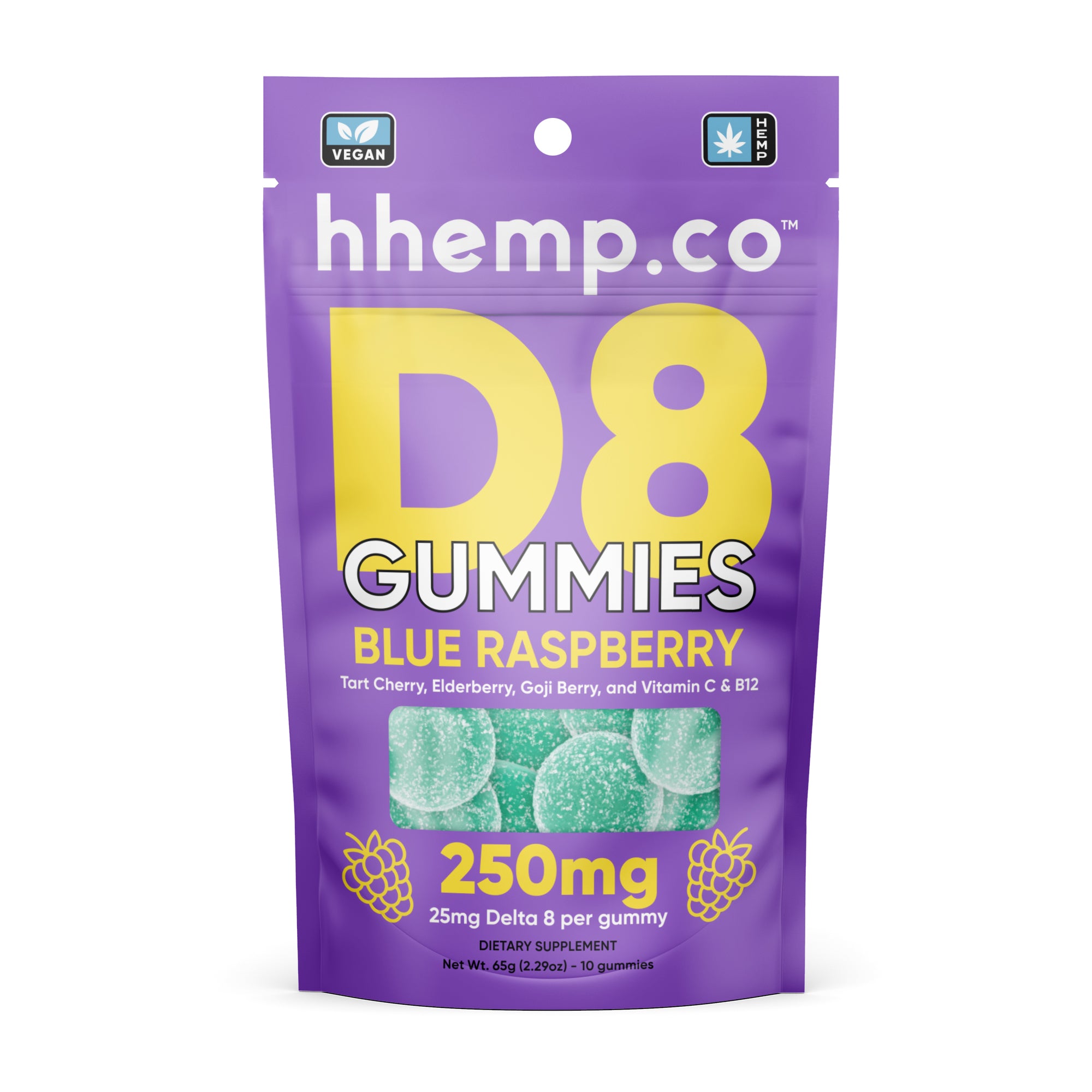 hhemp.co Delta 8 Gummies 10/pk - Blue Raspberry (25mg)
